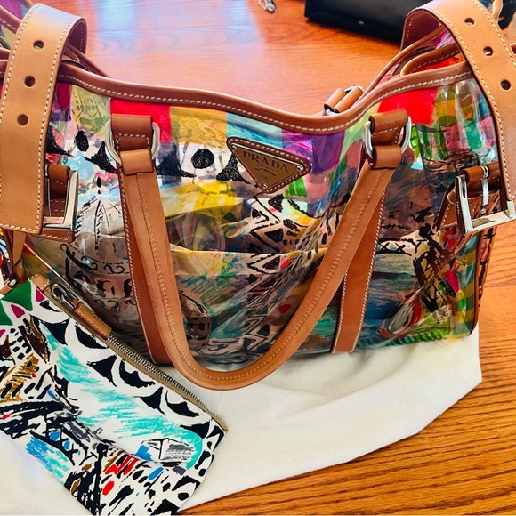 Prada Purse/Tote w/Leather Trim. Comes w/Pouch - Picture 9 of 9